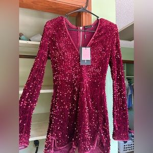 Burgundy Sequin Jumpsuit